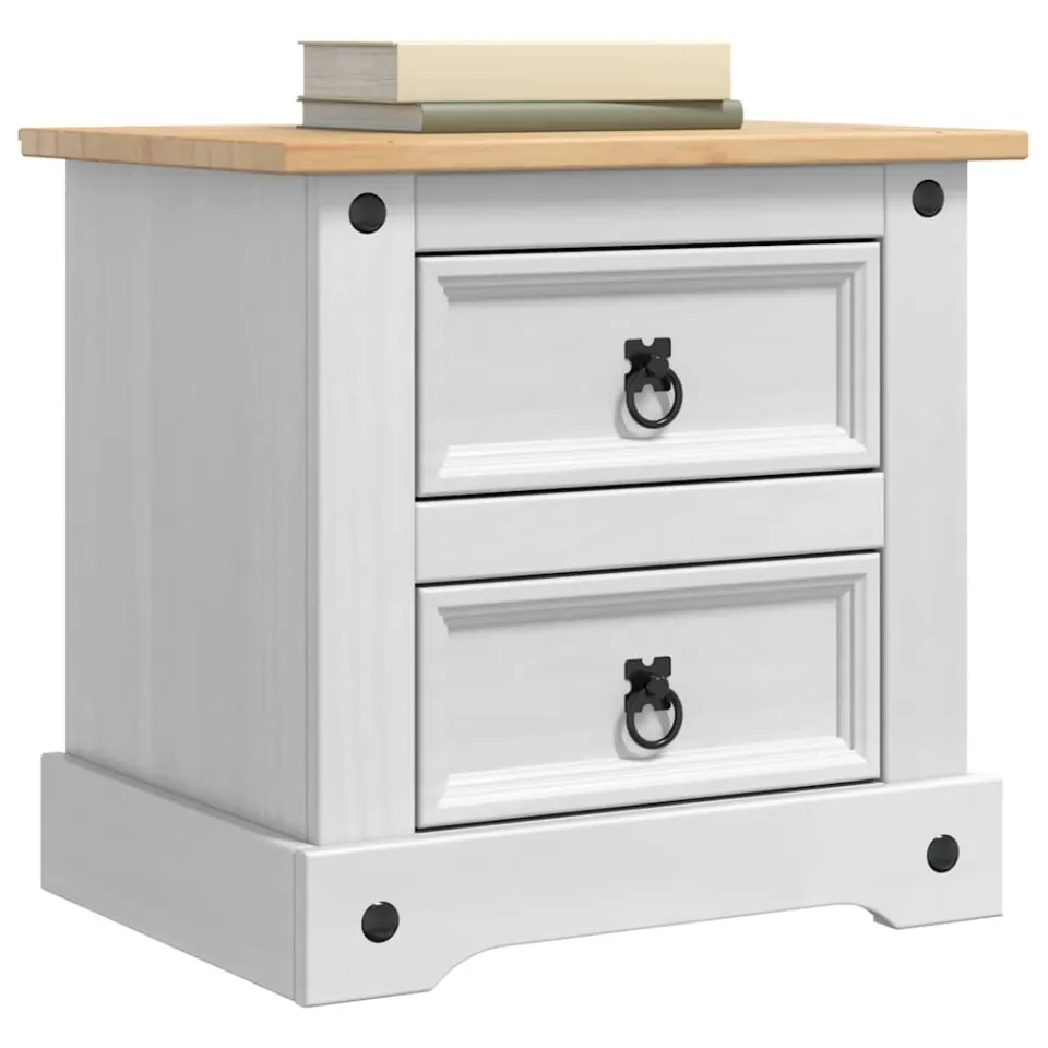 vidaXL Nachtkastje Corona Wit 53 x 39 x 47 cm Massief grenenhout