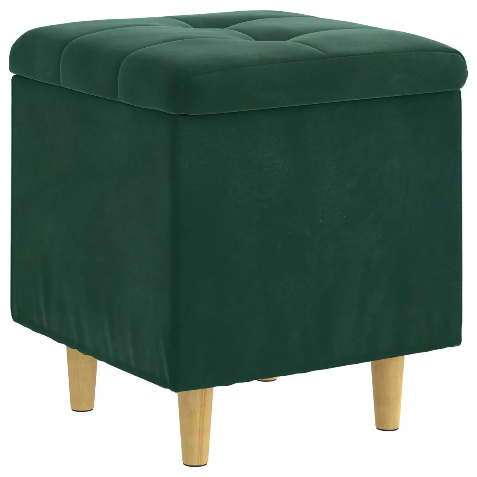 vidaXL Ottoman met Opbergruimte Donkergroen 40 x 40 x 45 cm Fluweel