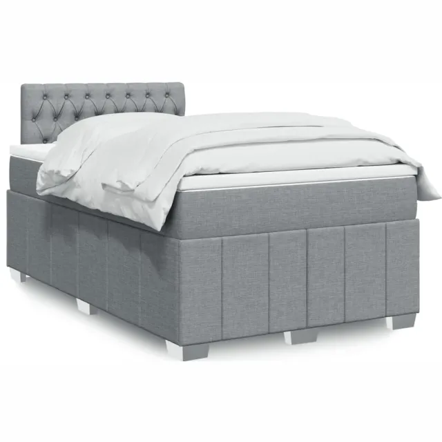 vidaXL Boxspring met matras stof lichtgrijs 120x190 cm grijs