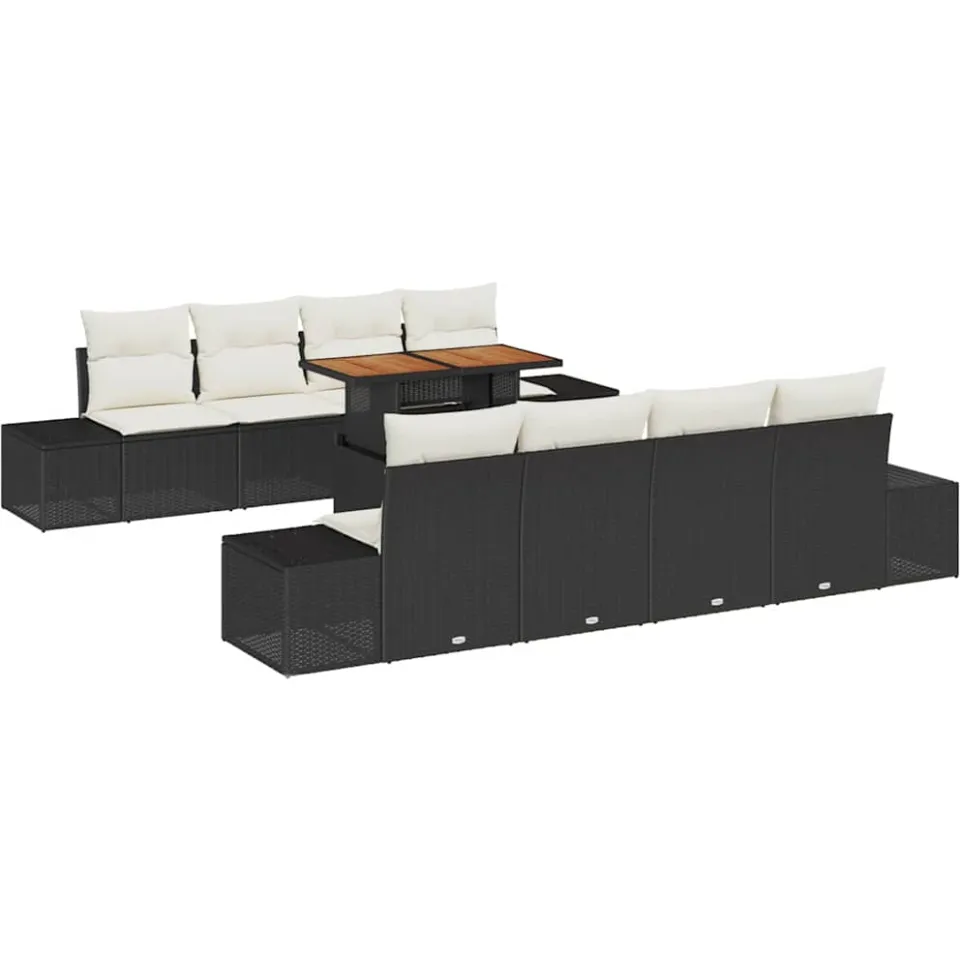 vidaXL Tuin Sofa Set 9 st Zwart Poly riet