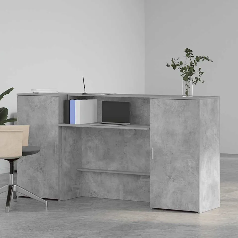 vidaXL Receptiebalie 200x50x103,5 cm bewerkt hout betongrijs grijs, foto 2