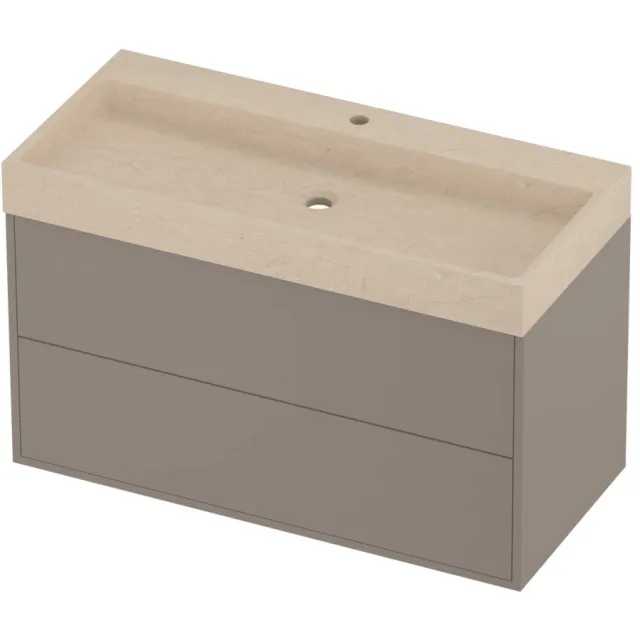 Proline Evoli Badmeubelset Hardsteen Loft 1 Kraangat 100x46x62 cm Sand Stone Clay Beige