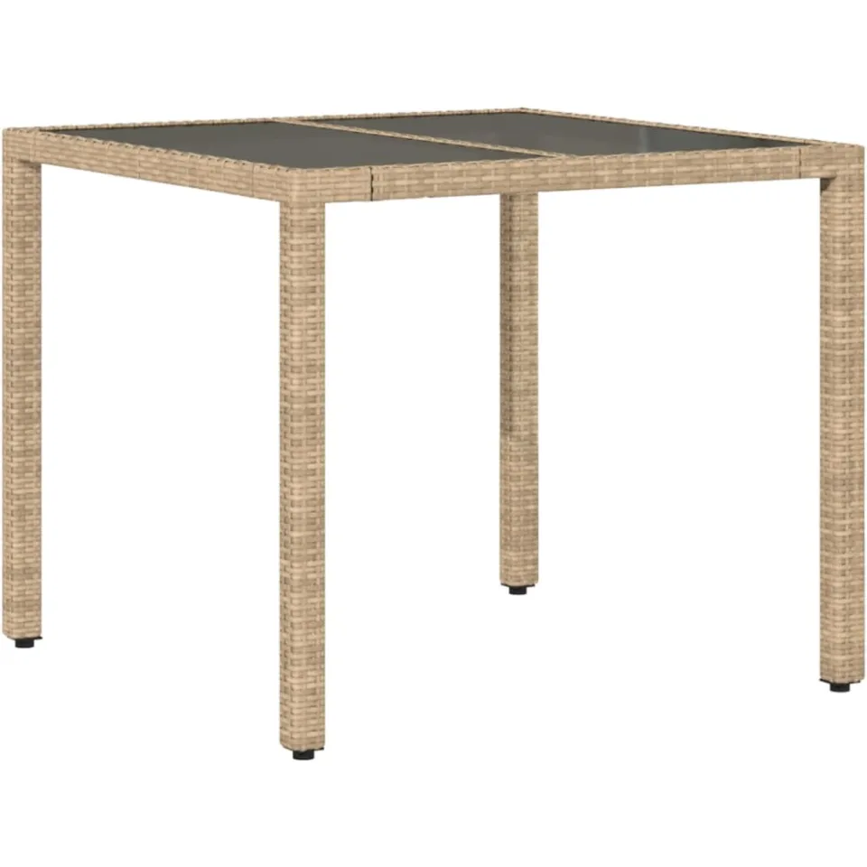 vidaXL 3-delige Tuinset met kussens poly rattan en glas beige, foto 4