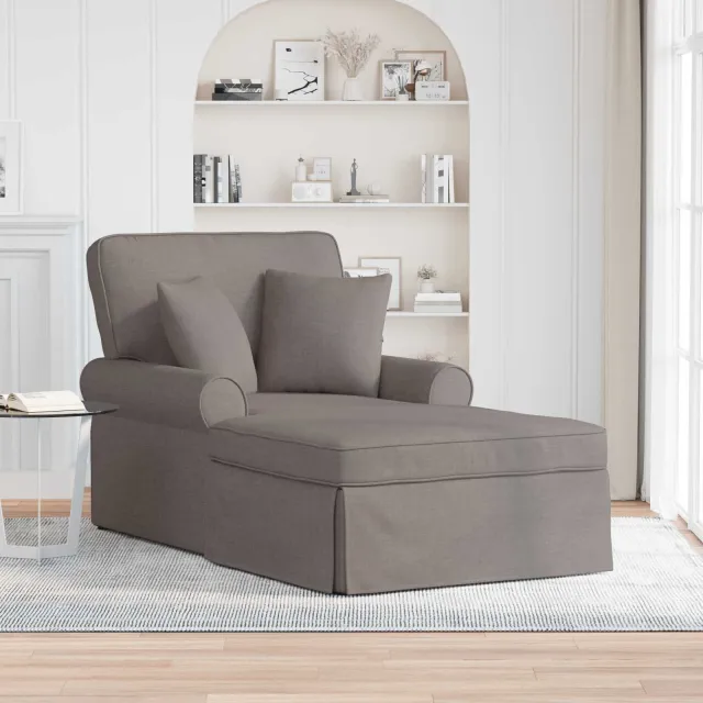 vidaXL Chaise Lounge met Rok 3 st Taupe Stof 91 x 157 x 91 cm, foto 2