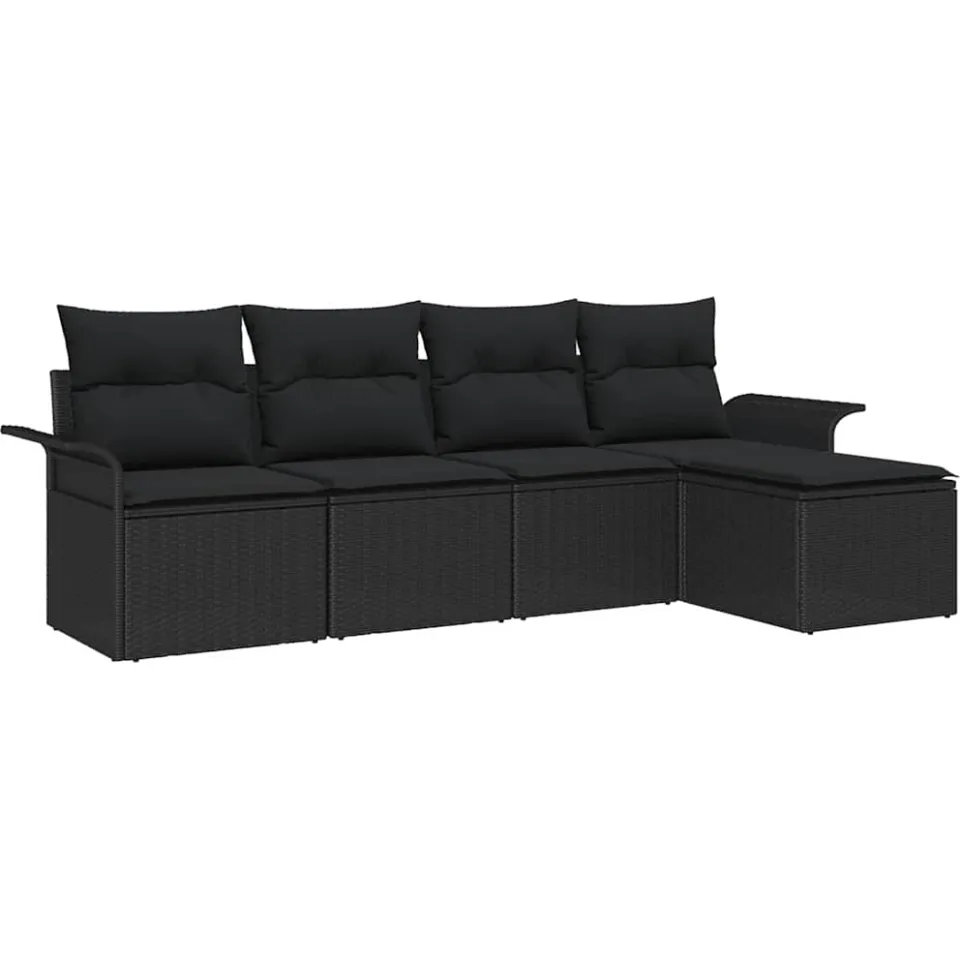 vidaXL Buitensofa 5 st Zwart poly rattan
