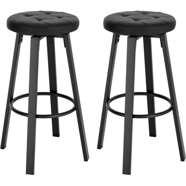 Happyment Barkruk Zura - Antraciet - Met rugleuning - Barstoelen ergonomisch - Zithoogte 60-82cm - Set van 2 - Keuken en bar