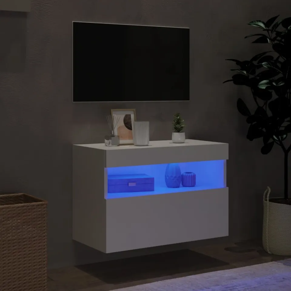 vidaXL Tv-wandmeubel met LED-verlichting 60x30x40 cm wit, foto 3