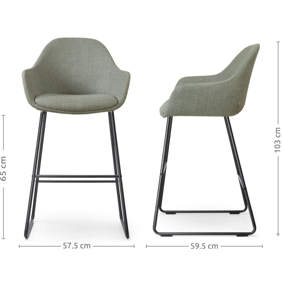 Nolon Nino-Mae barkruk saliegroen - zwart onderstel - 65 cm, foto 3
