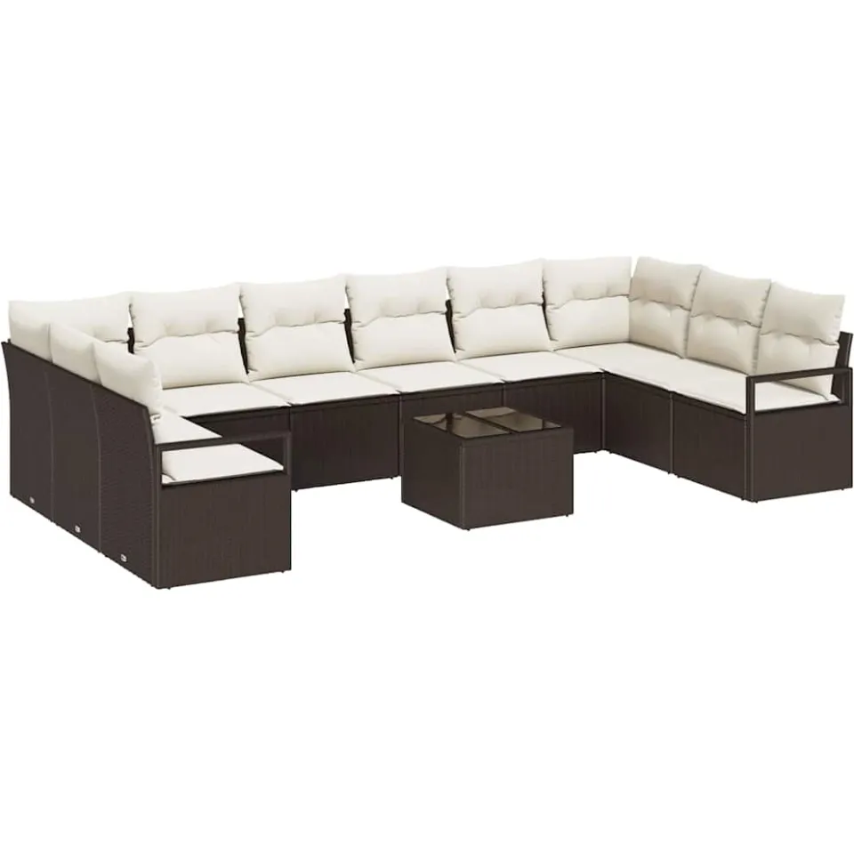 vidaXL Bankstel 11 st Bruin poly rattan