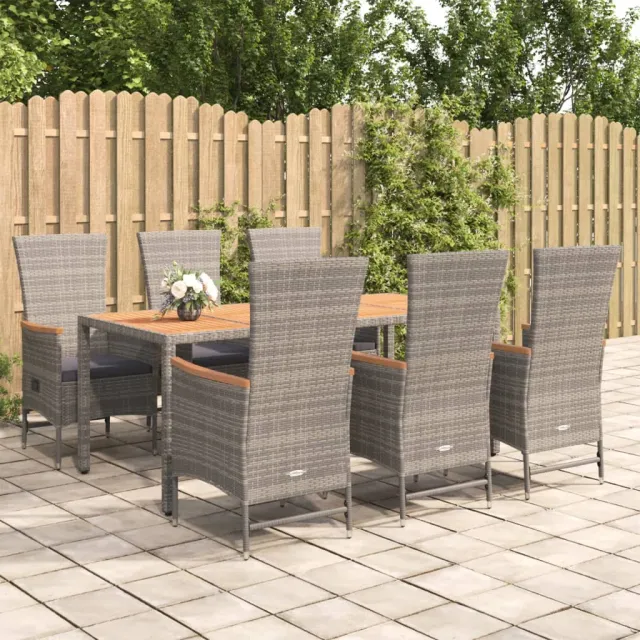 vidaXL 7-delige Tuinset met kussens poly rattan grijs, foto 2