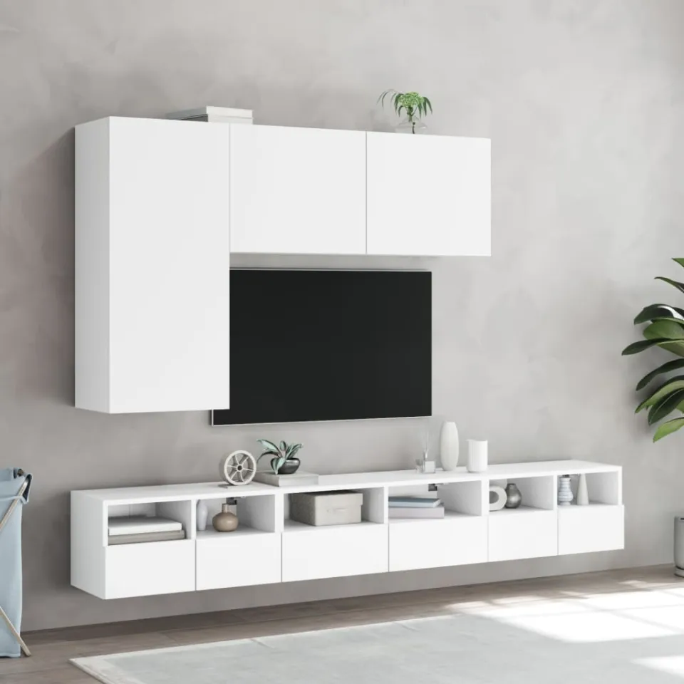 vidaXL Tv-wandmeubels 2 st 60x30x30 cm bewerkt hout wit, foto 4