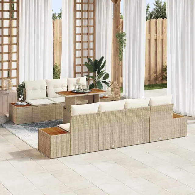 vidaXL Tuin Sofa Set 8 st Beige Poly riet, foto 2