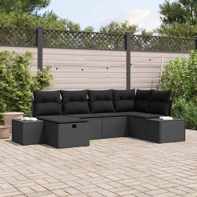 vidaXL Bankstel 6 st poly rattan Zwart