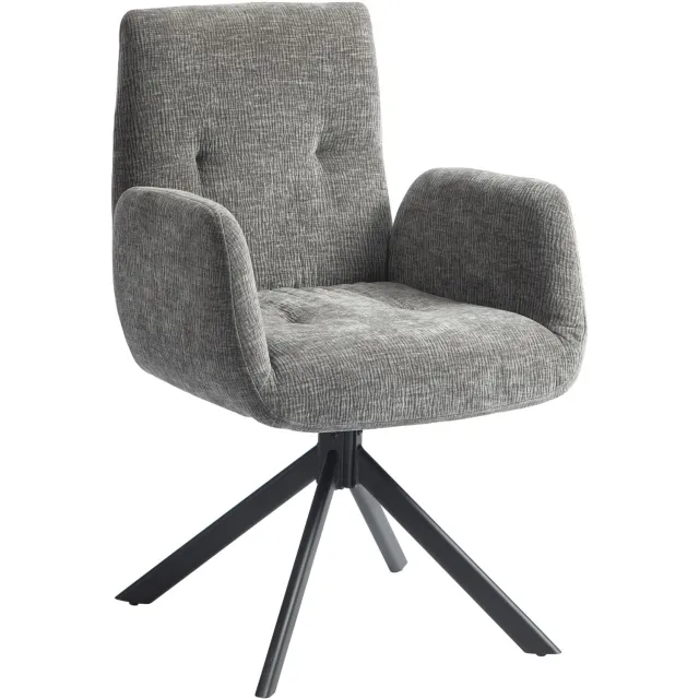MODENUIT Fauteuil 60 x 61 x 88 cm - 360 Graden Draaibaar - Woonkamer en Slaapkamer - Polyester - Donkergrijs