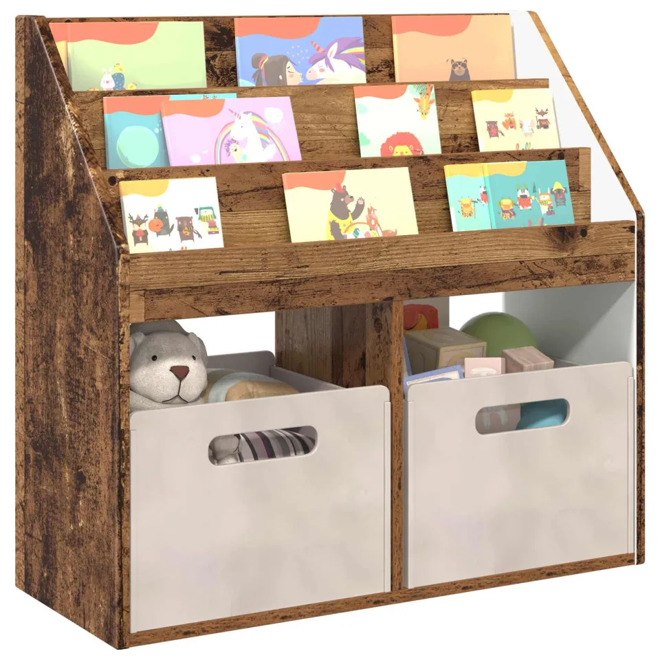 vidaXL Kinderen Boekenkast Oudhout 72,5 x 29,5 x 69 cm Bewerkt hout Bruin