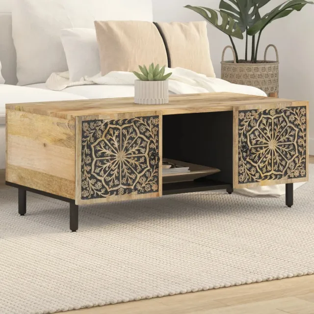 vidaXL Salontafel 100x54x40 cm massief mangohout bruin, foto 2