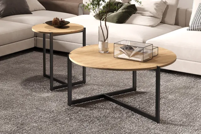 Rousseau Set van 2 Salontafels 'Pola' Decor Oude Eik Bruin