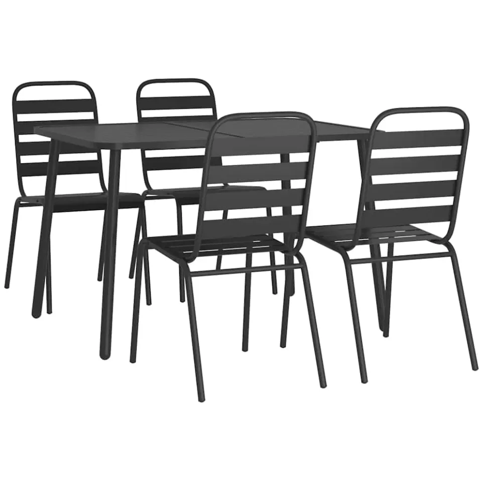 vidaXL 5-delige Tuinset staal antracietkleurig Anthraciet