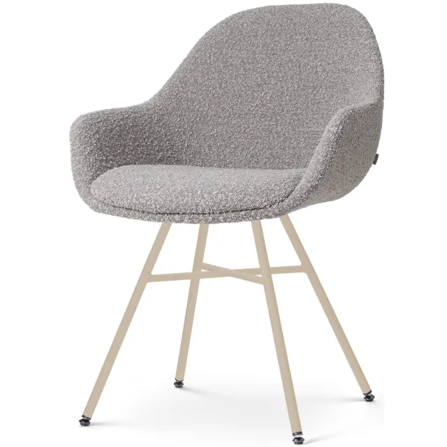 Nolon Noa-Mae eetkamerstoel bouclé taupe - beige onderstel