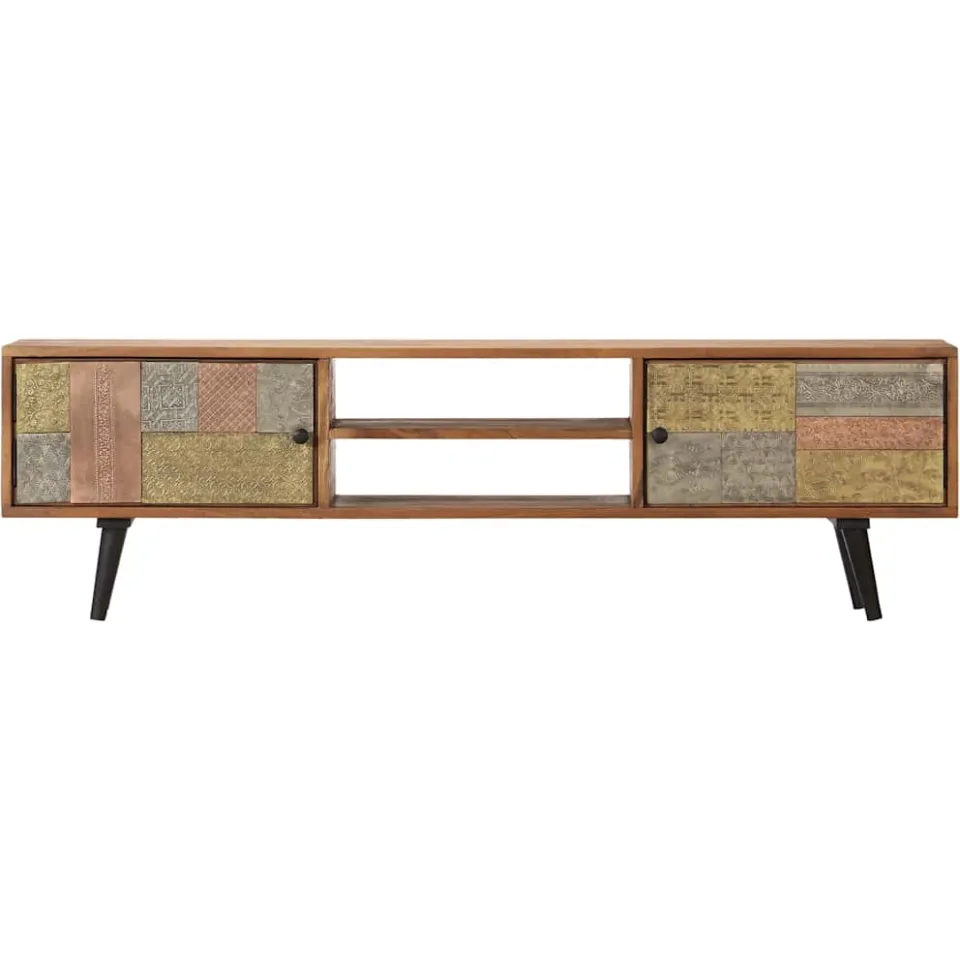 vidaXL Tv-meubel 140x30x40 cm massief acaciahout meerkleurig, foto 2