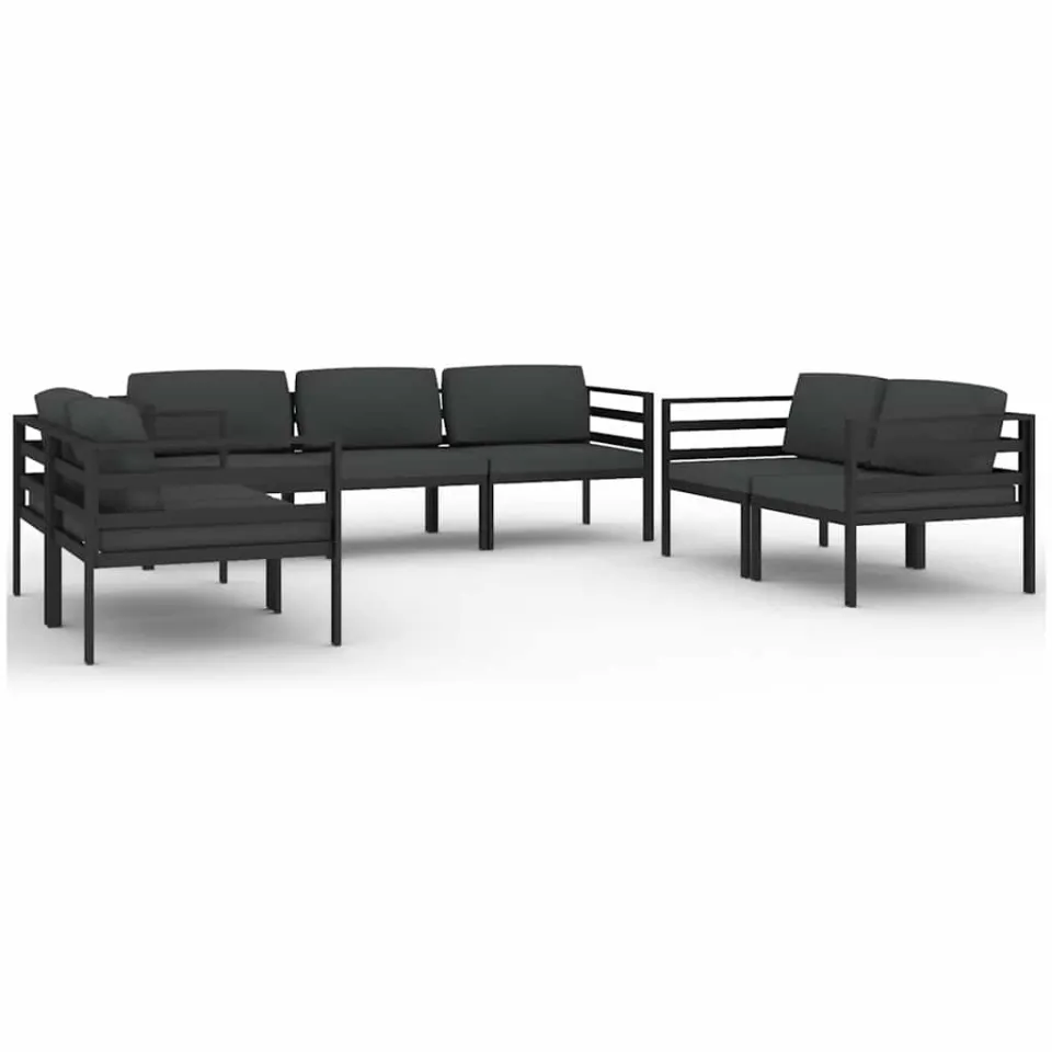 vidaXL 7-delige Loungeset met kussens aluminium antracietkleurig Anthraciet