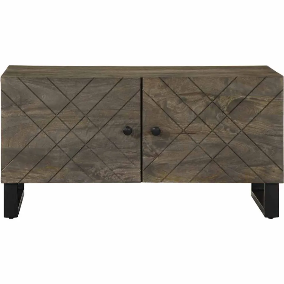 vidaXL Salontafel 80x50x40 cm massief mangohout zwart, foto 3