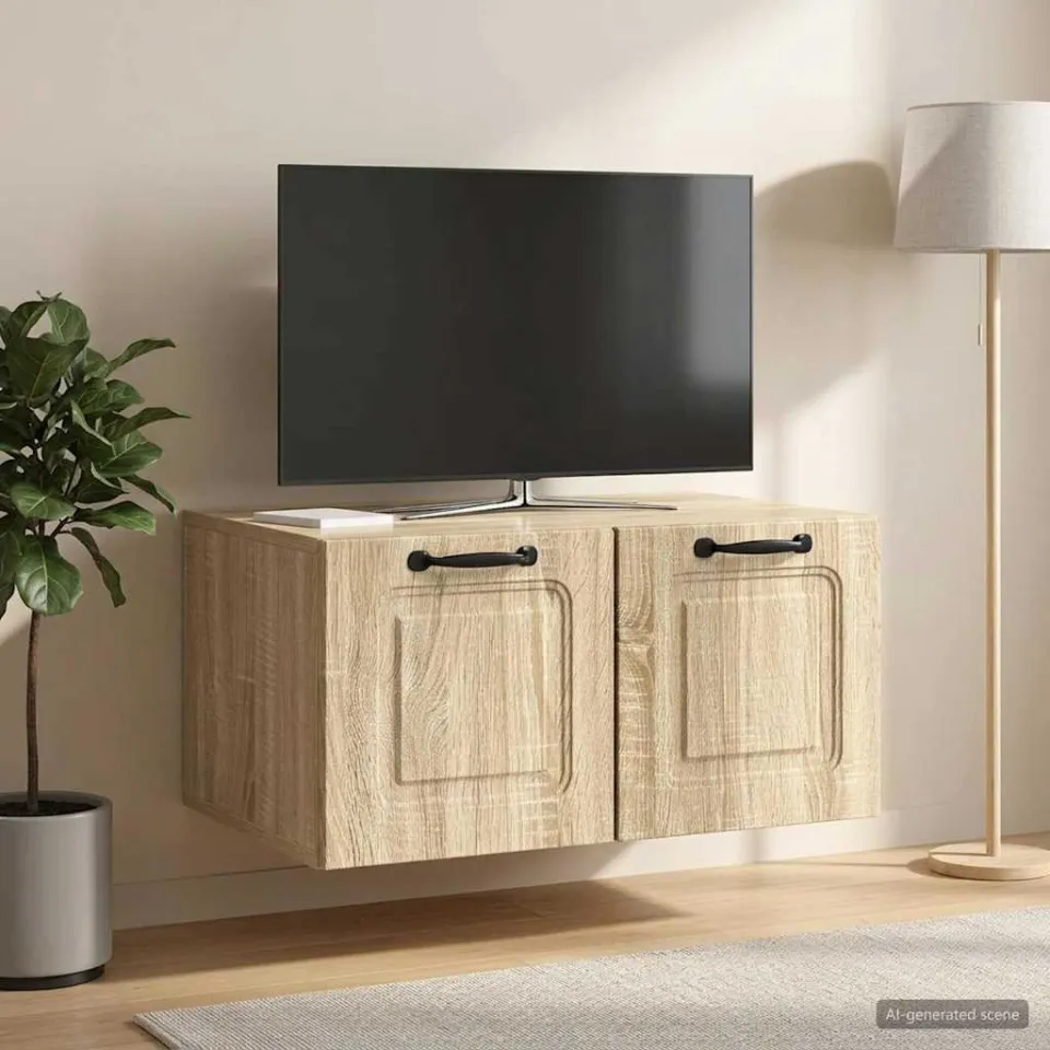 vidaXL Wandbeugel TV-kast Sonoma Eiken 59,5 x 41 x 30 cm Bewerkt hout, foto 4