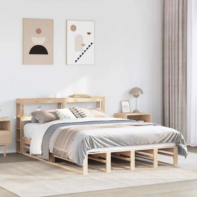 vidaXL Bedframe zonder matras massief grenenhout 120x190 cm bruin