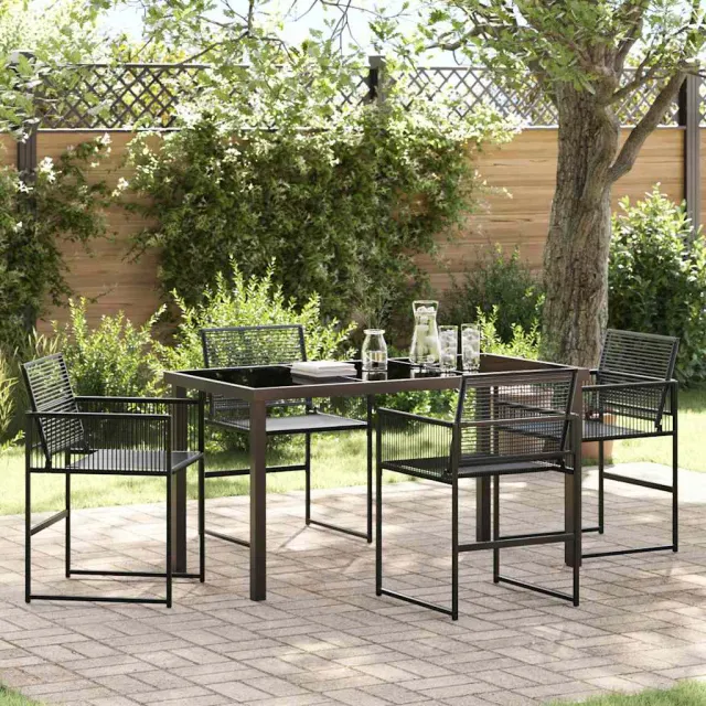 vidaXL Tuin eettafelset 5 st Zwart poly rattan, foto 2