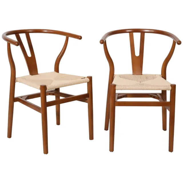 sweeek Set van 2 stoelen van hout met touw vintage - cecile Walnoot