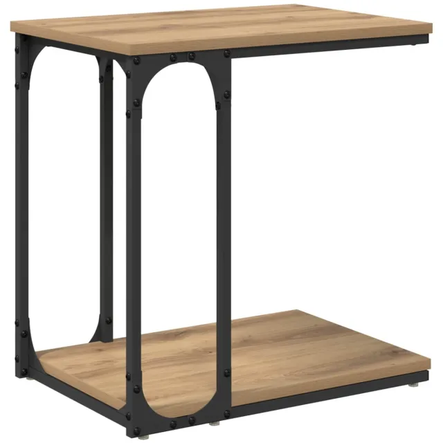 vidaXL Bijzettafel - Artisan - Eiken - 50 - x - 35 - x - 52 - cm - Bewerkt - hout Artisan eiken