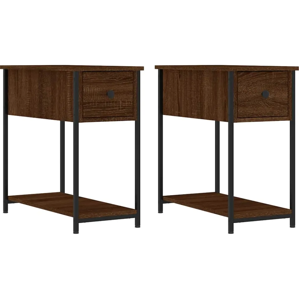 vidaXL Nachtkastjes 2 st 30x60x60 cm bewerkt hout bruin eikenkleur, foto 3