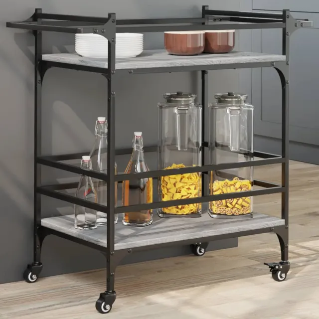 vidaXL Keukentrolley 82x40x78,5 cm bewerkt hout grijs sonoma eiken