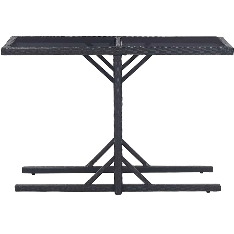 vidaXL Tuintafel 110x53x72 cm glas en poly rattan zwart, foto 2