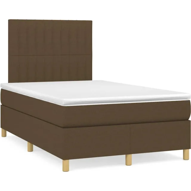 vidaXL Boxspring met matras en LED stof donkerbruin 120x190 cm bruin