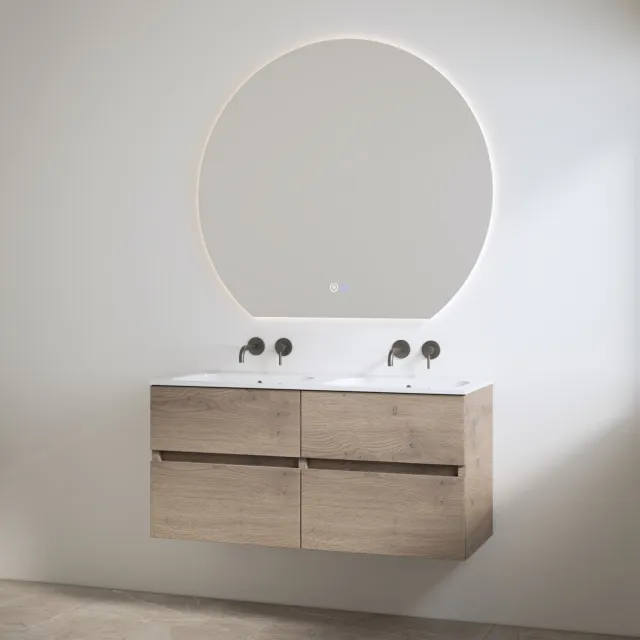 Best Design Duo Wastafel zonder Kraangaten met Onderkast Best Design Bora 120 cm Hout