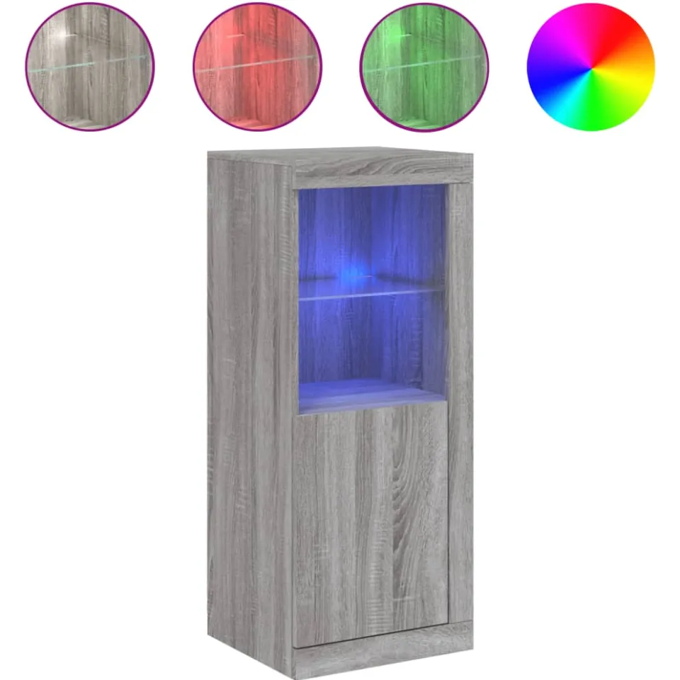 vidaXL Dressoir met LED-verlichting 41x37x100 cm grijs sonoma eiken, foto 4