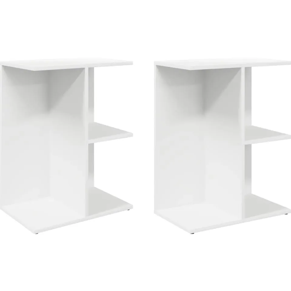 vidaXL Nachtkastjes 2 st 46,5x29x61 cm bewerkt hout wit, foto 3