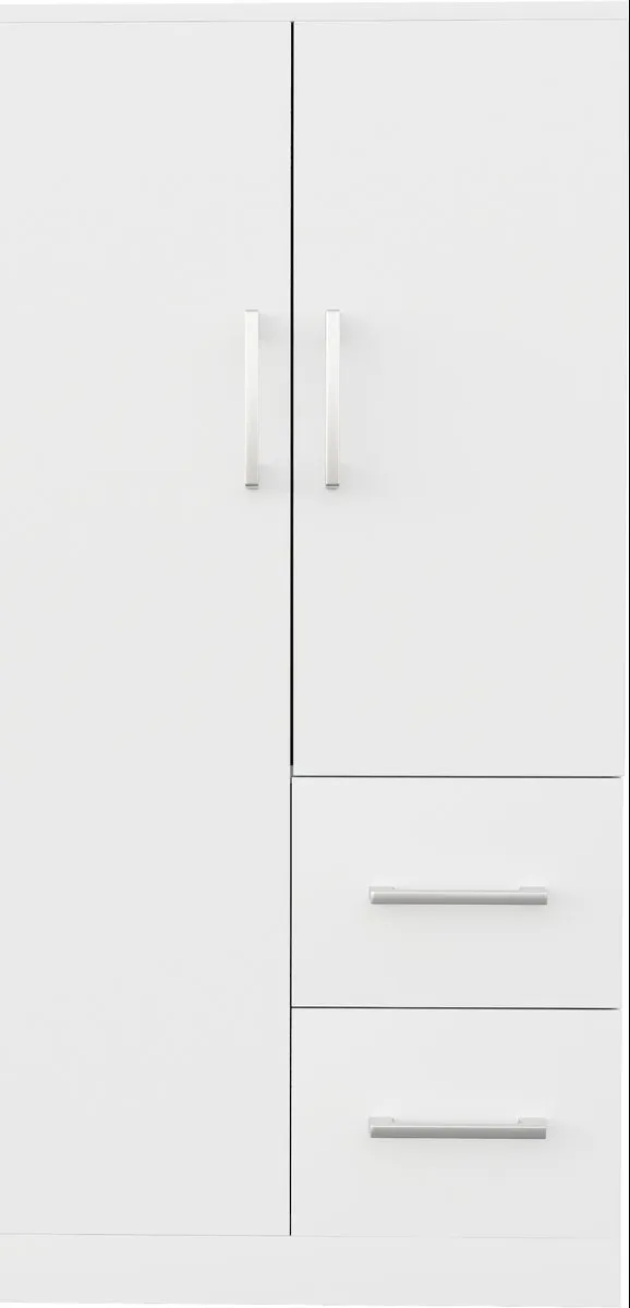 in& out door furniture Kledingkast 70 x 40 x 135 cm, tweedeurs ontwerp met lades en opbergvakken, kinderkledingkast, eenpersoons kledingkast, houtkleur-wit
