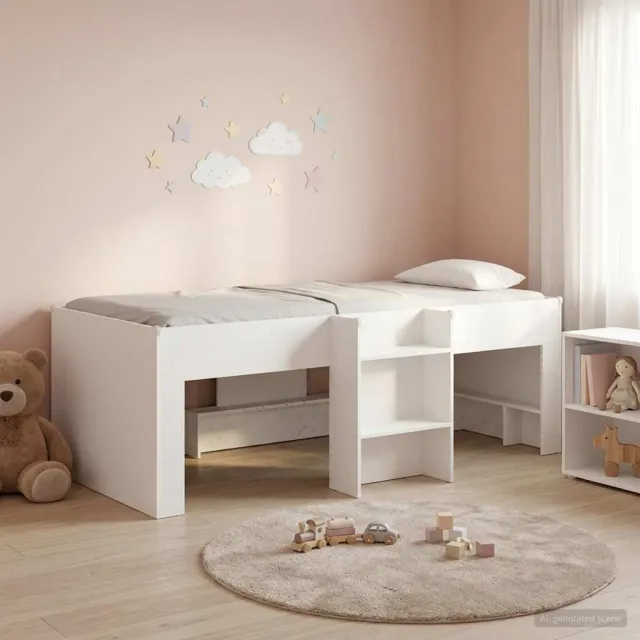 vidaXL Kinder Hoogslaper Wit 100 x 200 cm Bewerkt hout