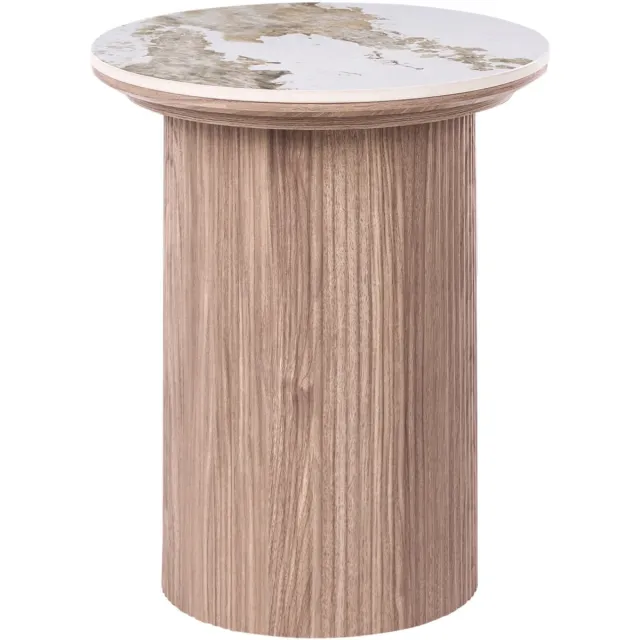 Beliani DORA - Bijzettafel - Bruin - Keramiek