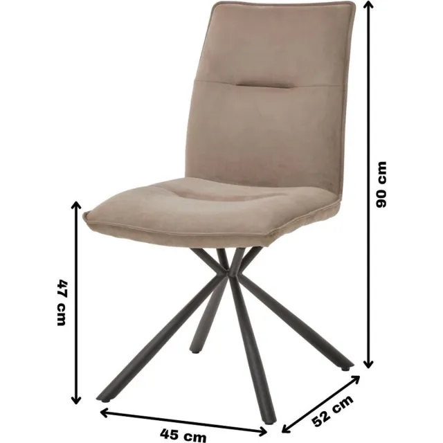 WAYS. Stoffen eetkamerstoelen – Bruin – Modern design - Stevige metalen vierpoot – 6 stuks