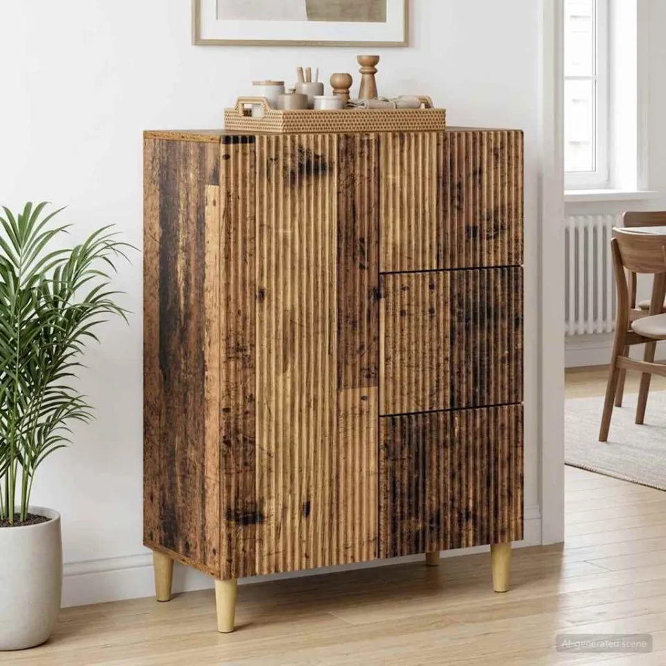 vidaXL Dressoir met lade Oud hout 66 x 34,5 x 90 cm Bewerkt hout bruin, foto 3