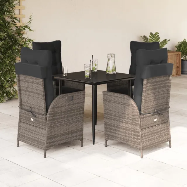 vidaXL 5-delige Tuinset met kussens poly rattan grijs, foto 2
