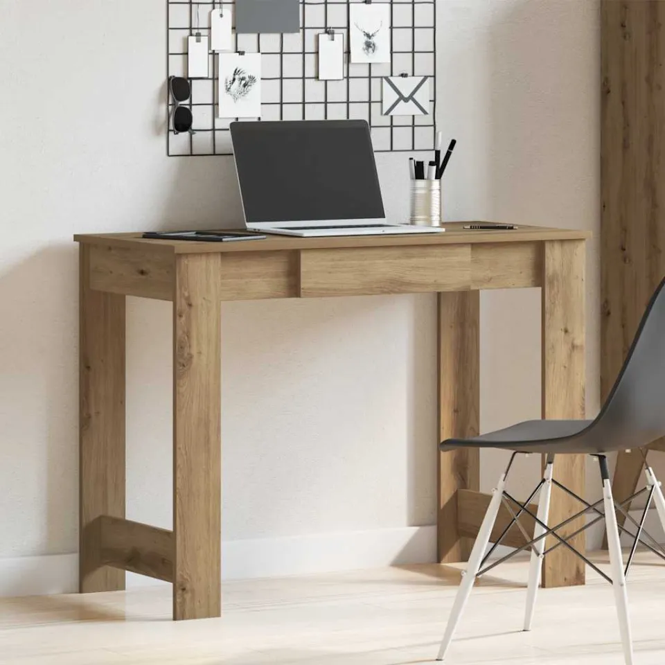 vidaXL Bureau 100x45x75 cm bewerkt hout artisanaal eikenkleur, foto 2