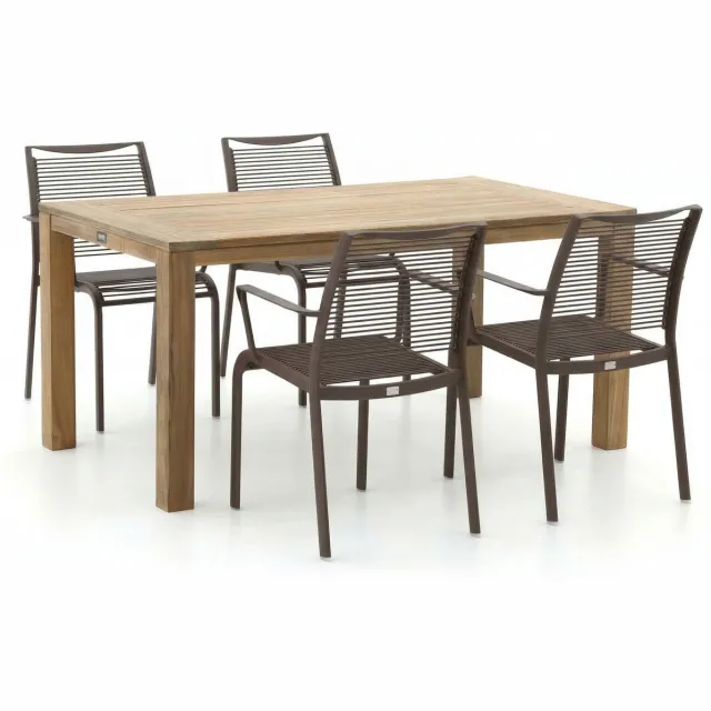 Apple Bee Hawaii/ROUGH-S 160cm dining tuinset 5-delig stapelbaar bruin, foto 2