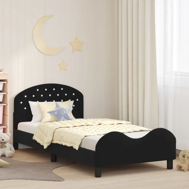 vidaXL Bedframe voor kinderen met hoofdbord Zwart 80 x 200 cm Fluweel
