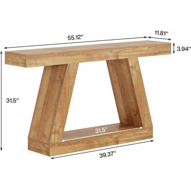 STILVORA Consoletafel - Met Opbergruimte En Rustieke Uitstraling - Voor Hal En Woonkamer - MDF - 140 Cm - Natuurlijk Walnoot