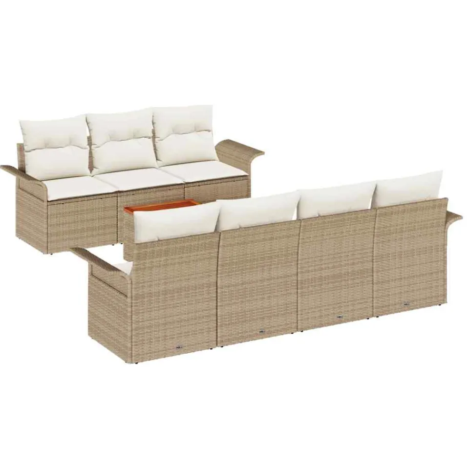 vidaXL Tuinbankenset 8 st Beige poly rattan, foto 4