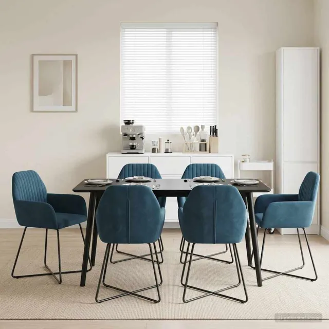 vidaXL Eettafelstoelen 6 st fluweel Blauw 55 x 50 x 84 cm